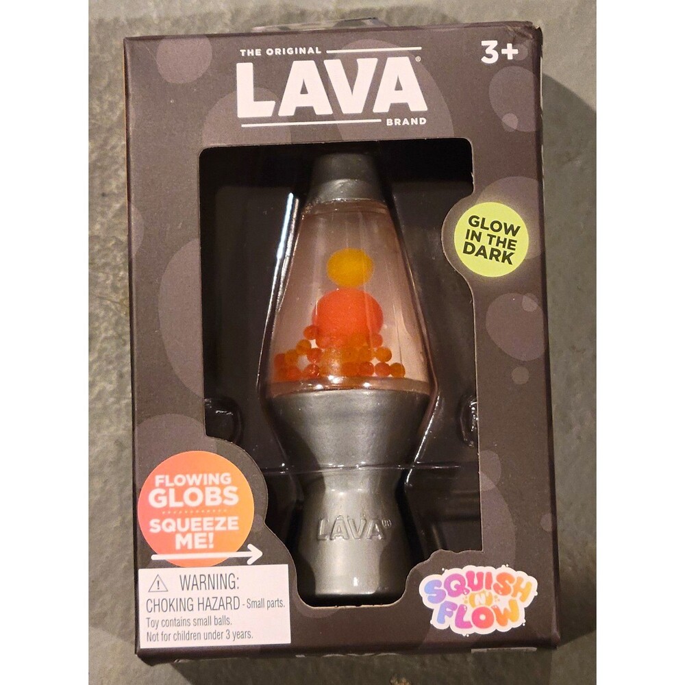 NIB Schylling Needoh Lava Squish Flow & Glow Glow-in-the-Dark Squeeze Toy-Orange